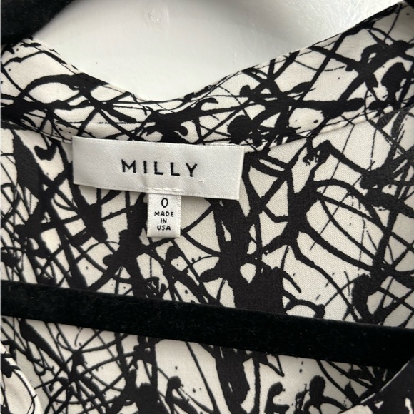 Milly silk white and black button down shirt - Picture 4 of 4